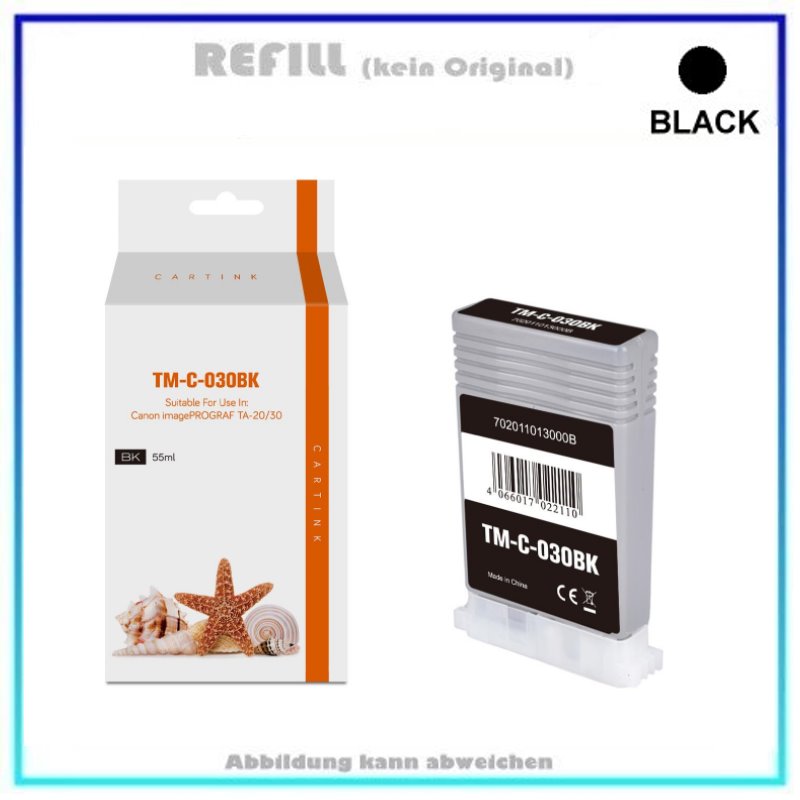 REFPFI-030BK, PFI-030BK, Refill Tintenpatrone BLACK, 55ml, für Canon, 3489C001, (kein Original).